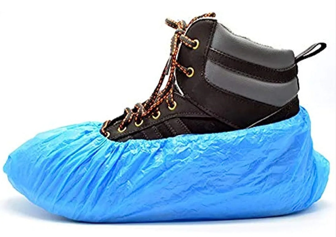 10 x Blue plastic shoe covers